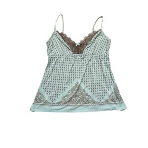 Y2K Babydoll Lace Trim Silky Cami‎ Tank Large Studio Donatella Fairy Whimsical